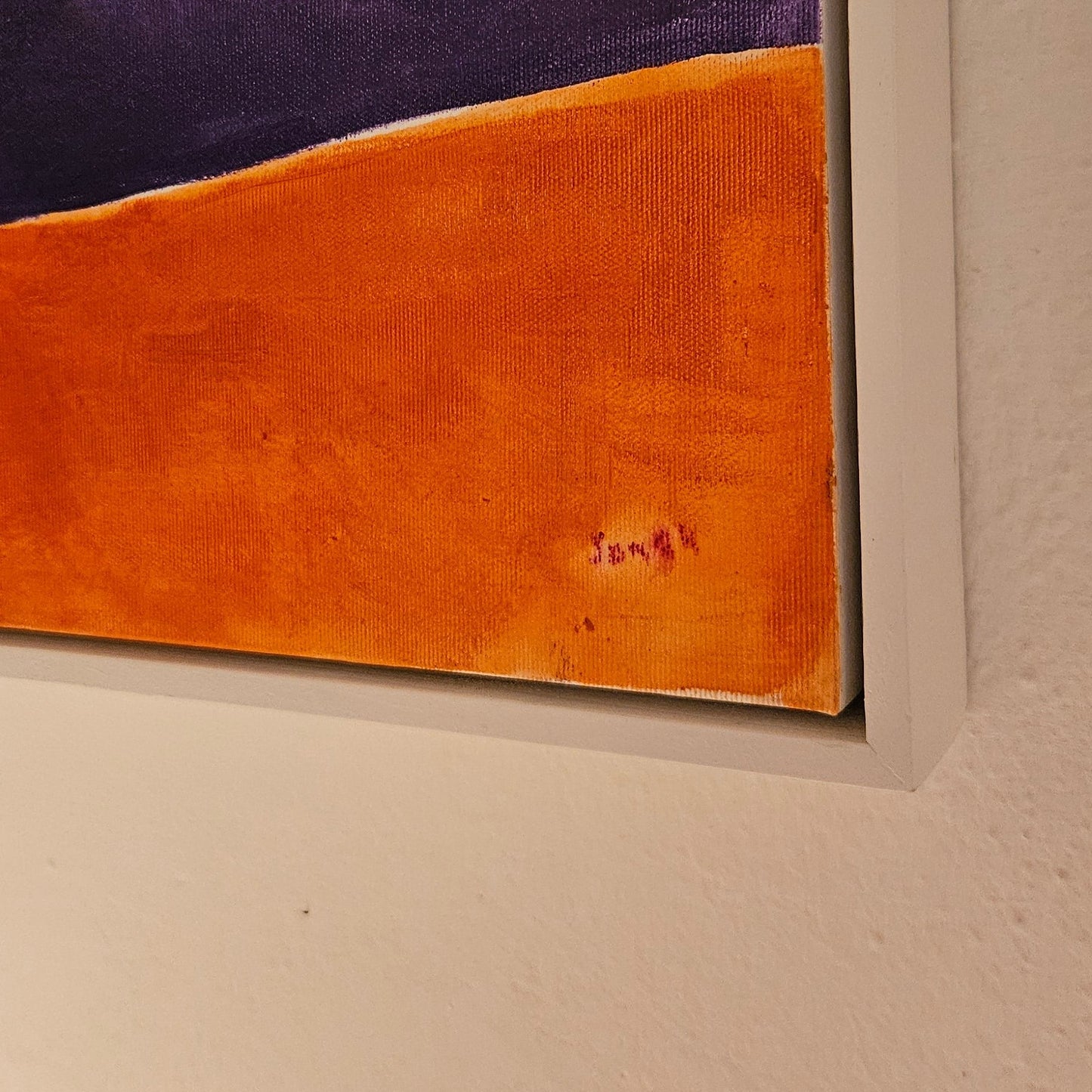 A signed corner of an abstract oil painting. Written Sam 24.