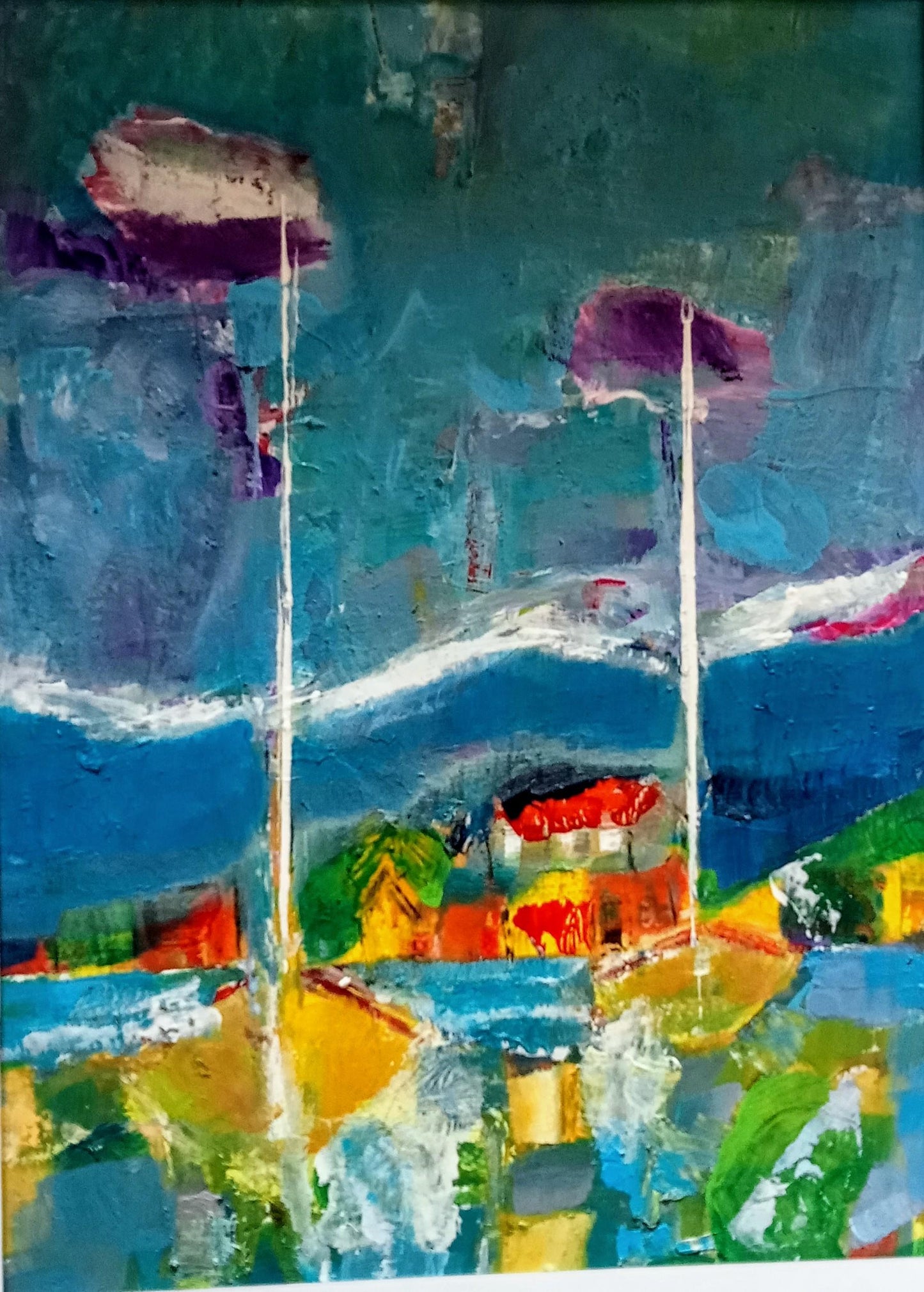 Paesaggi 03 (Paesaggio alpino con barche sul lago)