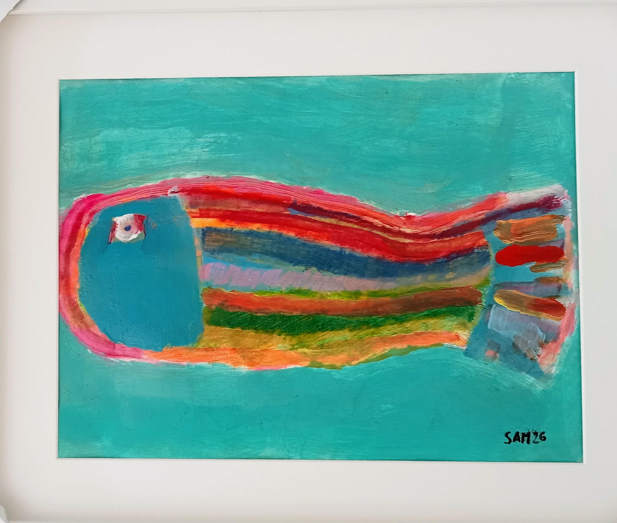 Fish on Blue — Original Contemporary Painting