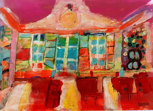 Fuchsia Interior - Original Italian Contemporary Painting