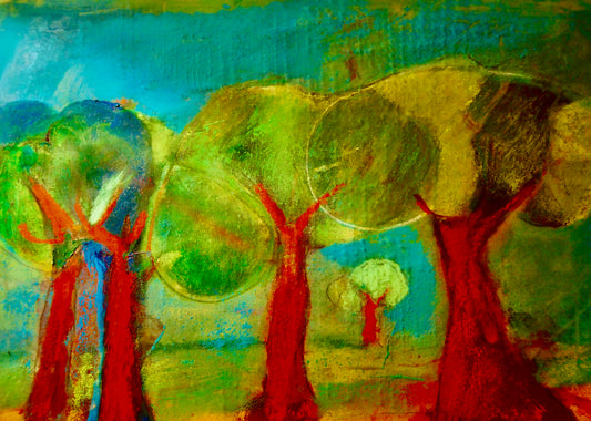 Red trees 08 (light blue background)