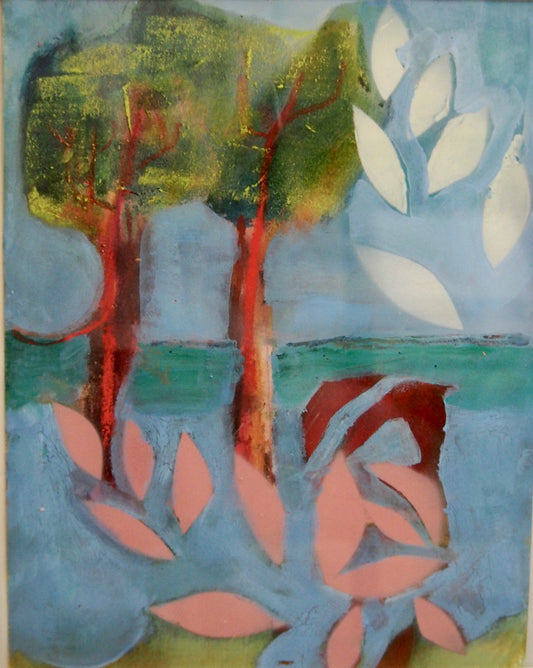 Red trees 09 (light blue background and leaves)