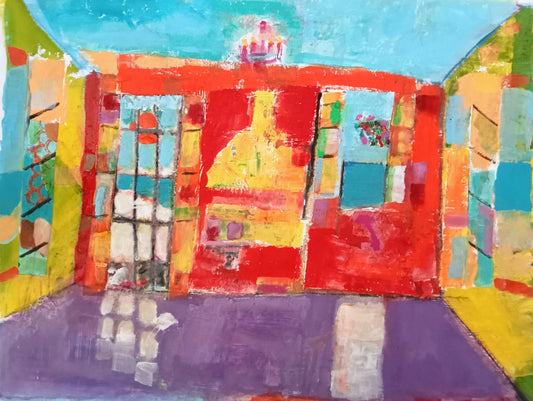 Red Interior — Original Italian Contemporary Painting