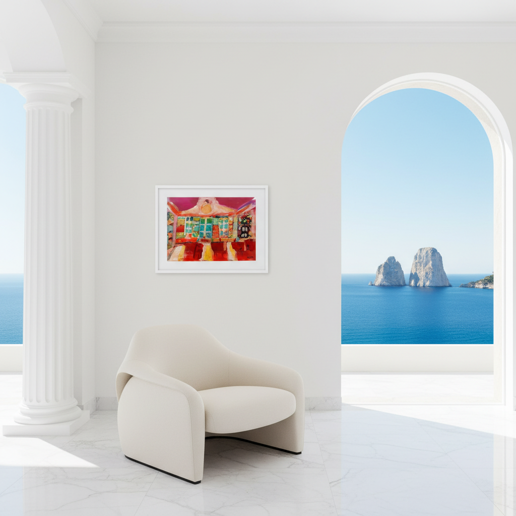 Fuchsia Interior - Original Italian Contemporary Painting