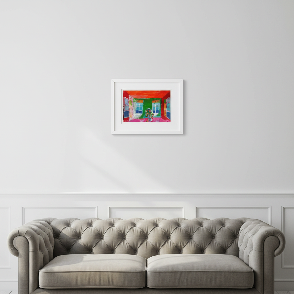 Green Interior - lifestyle with white frame and white passe-partout