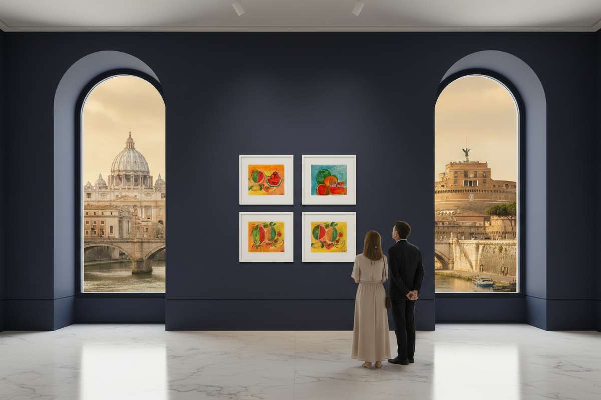 070 Natura morta 6 - Lifestyle Museo Roma parete blu scuro