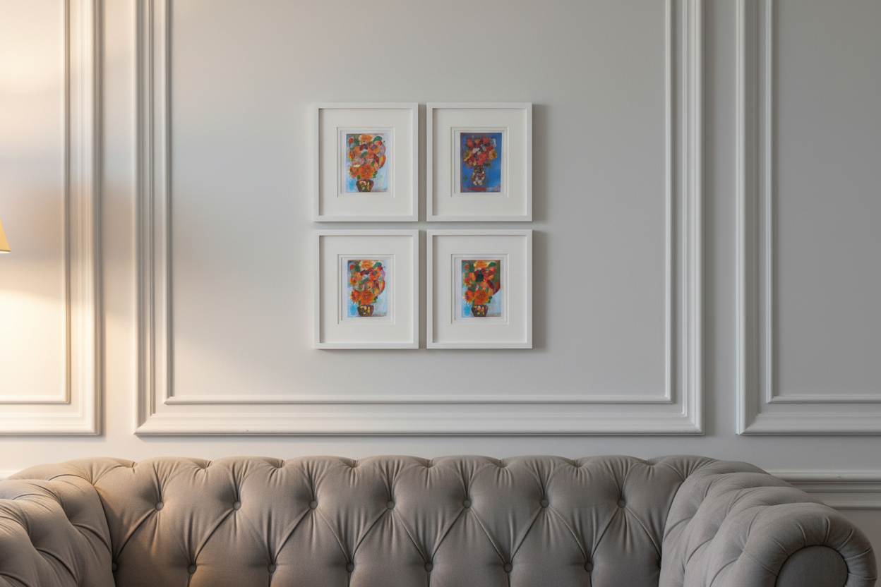 064 C04 Vaso di papaveri e girasoli - lifestyle gallery wall Chesterfield